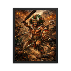 Tlahuicole gladiator against impossible odds framed print on a plain backdrop in size 16"x20".