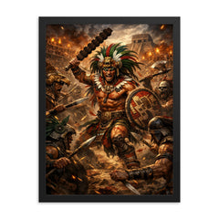 Tlahuicole gladiator against impossible odds framed print on a plain backdrop in size 18"x24".