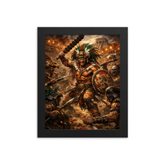 Tlahuicole gladiator against impossible odds framed print on a plain backdrop in size 8"x10".