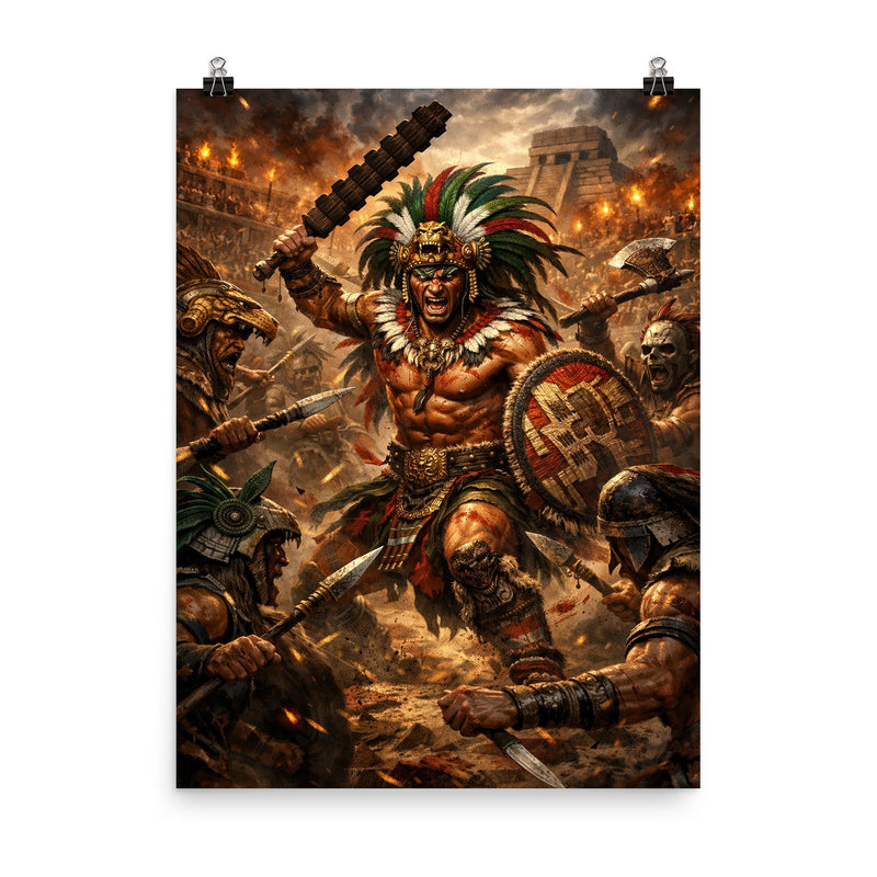 Tlahuicole gladiator against impossible odds poster on a plain backdrop in size 8