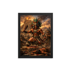 Tlahuicole gladiator sacrifice final stand framed print on a plain backdrop in size 12"x16".
