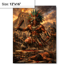 Tlahuicole gladiator sacrifice final stand metal print on a plain backdrop in size 12"x16".