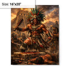 Tlahuicole gladiator sacrifice final stand metal print on a plain backdrop in size 16"x20".