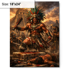 Tlahuicole gladiator sacrifice final stand metal print on a plain backdrop in size 18"x24".