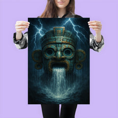 Tlaloc mask with thunderous rain cascade poster 3
