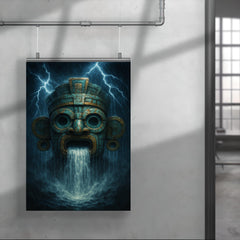 Tlaloc mask with thunderous rain cascade poster 4