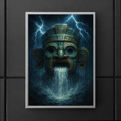 Tlaloc mask with thunderous rain cascade poster 5