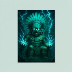 Tlaloc rain god in electric turquoise temple storm poster 8