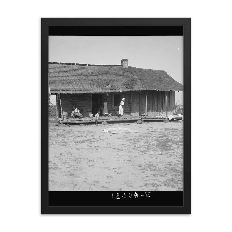 Tobacco sharecroppers home near Tifton, Georgia by Dorothea Lange framed print on a plain backdrop in size 18