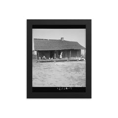 Tobacco sharecroppers home near Tifton, Georgia by Dorothea Lange framed print on a plain backdrop in size 8"x10".
