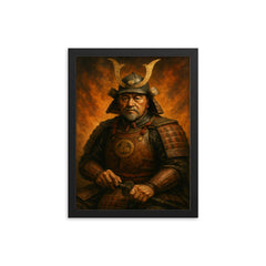 Tokugawa Ieyasu after Sekigahara portrait framed print on a plain backdrop in size 12"x16".