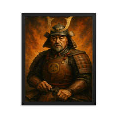 Tokugawa Ieyasu after Sekigahara portrait framed print on a plain backdrop in size 16"x20".