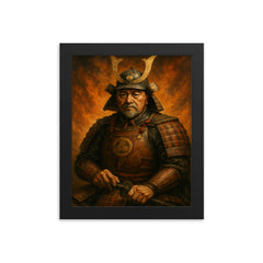 Tokugawa Ieyasu after Sekigahara portrait framed print on a plain backdrop in size 8"x10".