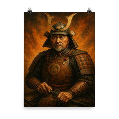 Tokugawa Ieyasu after Sekigahara portrait poster on a plain backdrop in size 8"x10".