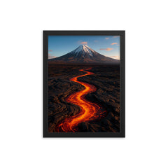 Tolbachik Lava Fields Kamchatka Russia framed print on a plain backdrop in size 12"x16".