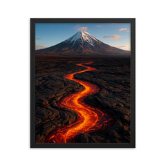 Tolbachik Lava Fields Kamchatka Russia framed print on a plain backdrop in size 16"x20".