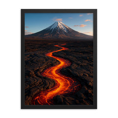 Tolbachik Lava Fields Kamchatka Russia framed print on a plain backdrop in size 18"x24".