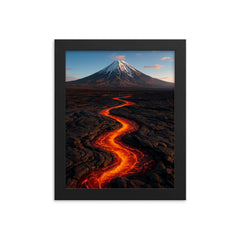 Tolbachik Lava Fields Kamchatka Russia framed print on a plain backdrop in size 8"x10".
