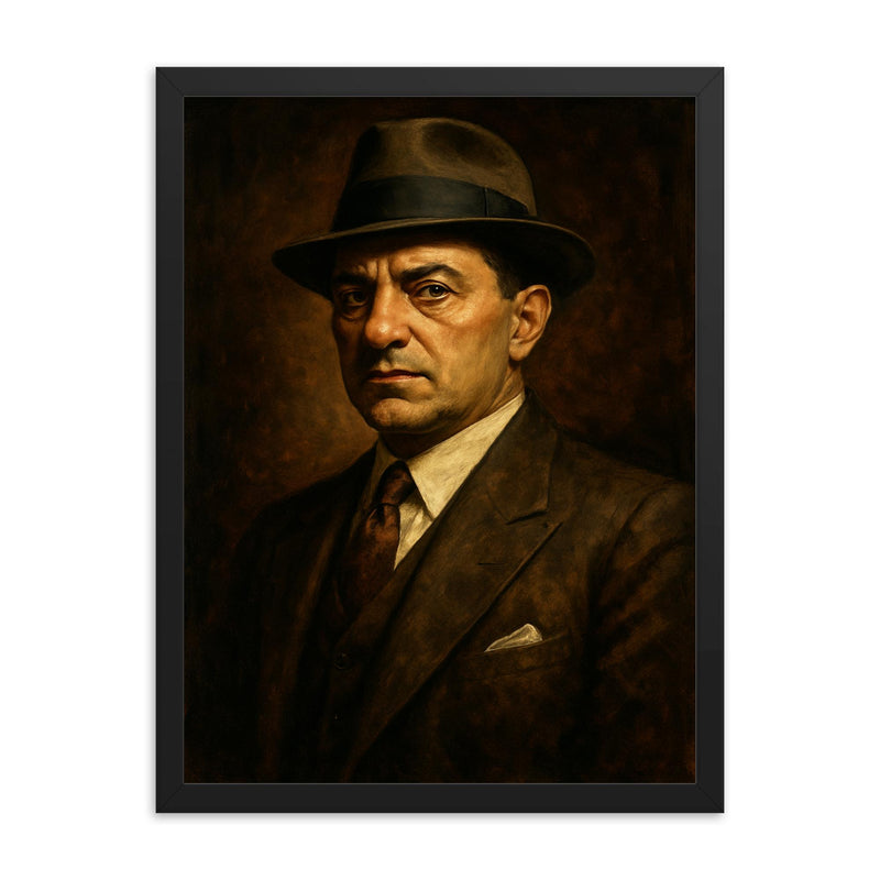 Tommy Lucchese framed print on a plain backdrop in size 18