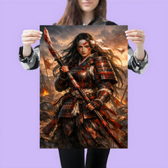 Tomoe Gozen after battle bloodied naginata poster 3
