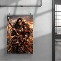 Tomoe Gozen after battle bloodied naginata poster 4