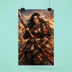 Tomoe Gozen after battle bloodied naginata poster 6