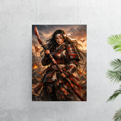 Tomoe Gozen after battle bloodied naginata poster 7