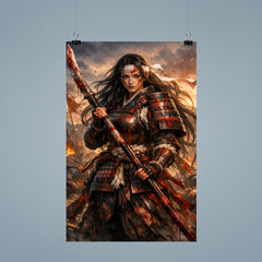 Tomoe Gozen after battle bloodied naginata poster 9