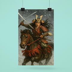 Tomoe Gozen charging through snowfall poster 6