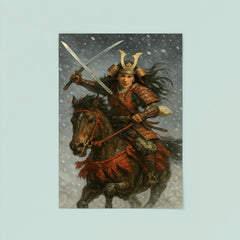 Tomoe Gozen charging through snowfall poster 8