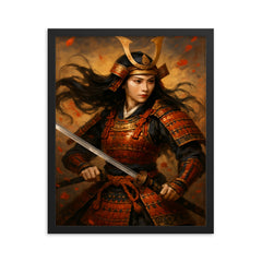 Tomoe Gozen framed print on a plain backdrop in size 16"x20".
