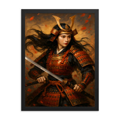 Tomoe Gozen framed print on a plain backdrop in size 18"x24".