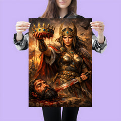 Tomyris holding Cyrus's severed crown poster 3