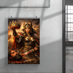 Tomyris holding Cyrus's severed crown poster 4
