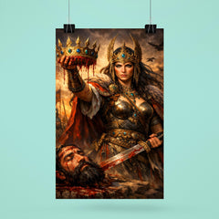 Tomyris holding Cyrus's severed crown poster 6