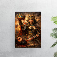 Tomyris holding Cyrus's severed crown poster 7