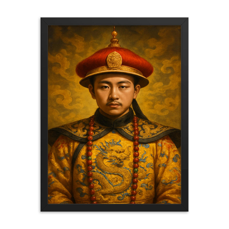 Tongzhi Emperor framed print on a plain backdrop in size 18