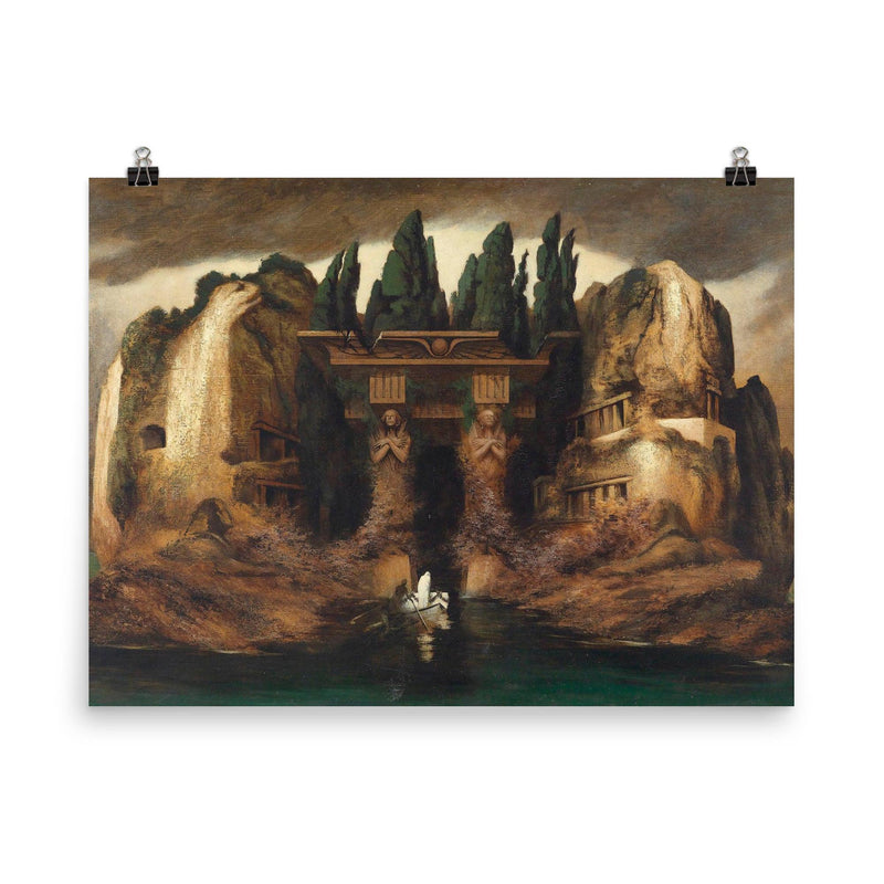 Toteninsel Isle of the Dead by Karl Wilhelm Diefenbach, 1905 poster on a plain backdrop in size 8