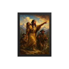 Toussaint Charbonneau omitted Sacagawea leading the passage framed print on a plain backdrop in size 12"x16".