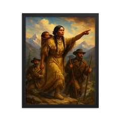 Toussaint Charbonneau omitted Sacagawea leading the passage framed print on a plain backdrop in size 16"x20".