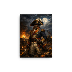 Toussaint Louverture at night before battle canvas print on a plain backdrop in size 12"x16".