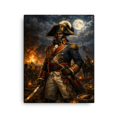 Toussaint Louverture at night before battle canvas print on a plain backdrop in size 16"x20".
