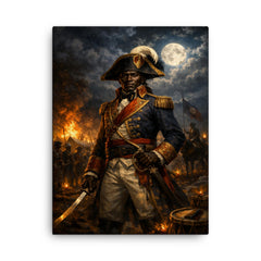 Toussaint Louverture at night before battle canvas print on a plain backdrop in size 18"x24".