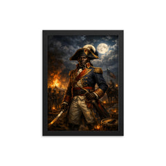 Toussaint Louverture at night before battle framed print on a plain backdrop in size 12"x16".
