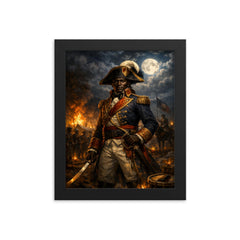 Toussaint Louverture at night before battle framed print on a plain backdrop in size 8"x10".