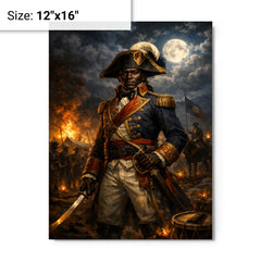 Toussaint Louverture at night before battle metal print on a plain backdrop in size 12"x16".