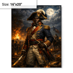 Toussaint Louverture at night before battle metal print on a plain backdrop in size 16"x20".