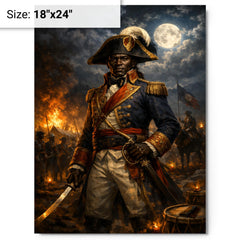 Toussaint Louverture at night before battle metal print on a plain backdrop in size 18"x24".