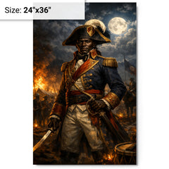 Toussaint Louverture at night before battle metal print on a plain backdrop in size 24"x36".