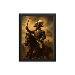 Toussaint Louverture at Vertières before the charge framed print on a plain backdrop in size 12"x16".